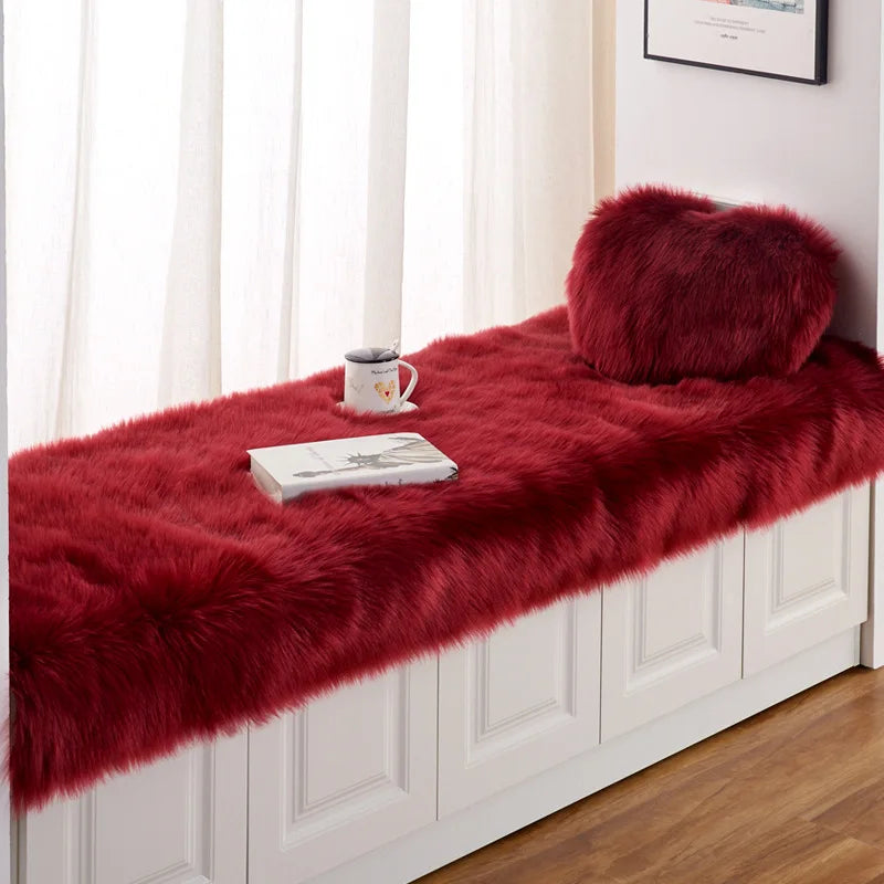 Tapis Fausse Fourrure Bordeaux