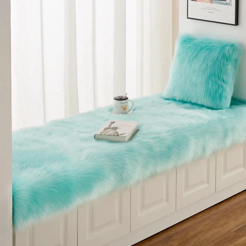 Tapis Fausse Fourrure Cyan