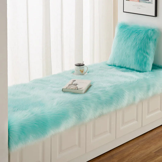 Tapis Fausse Fourrure Cyan
