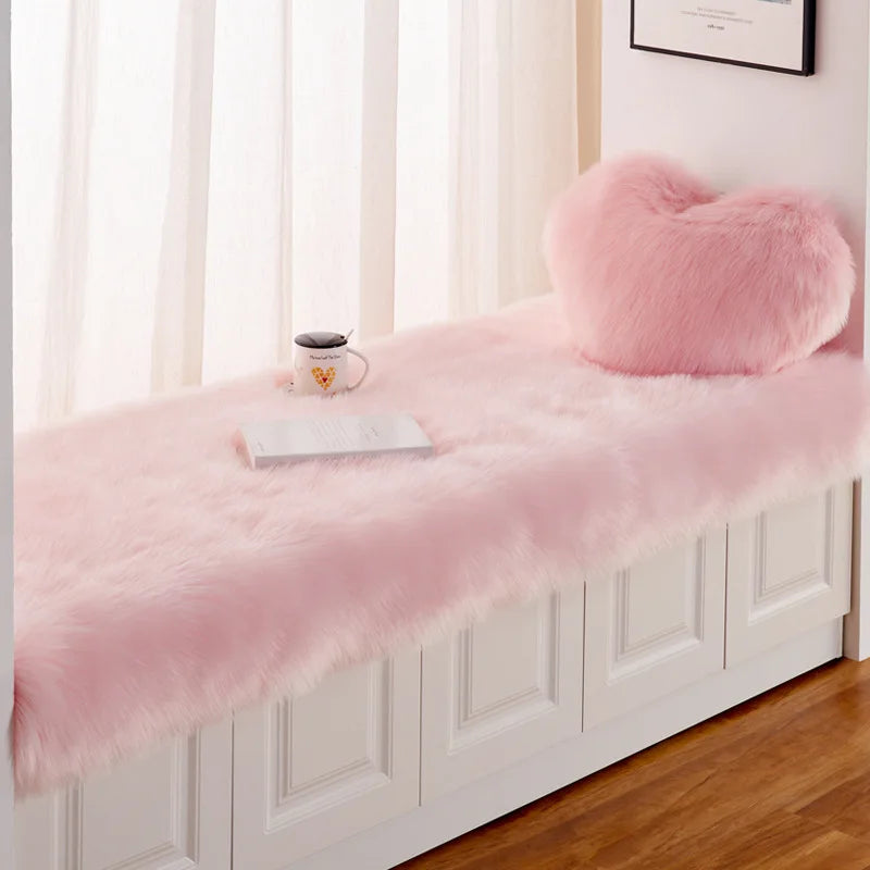 Tapis Fausse Fourrure Rose Pâle