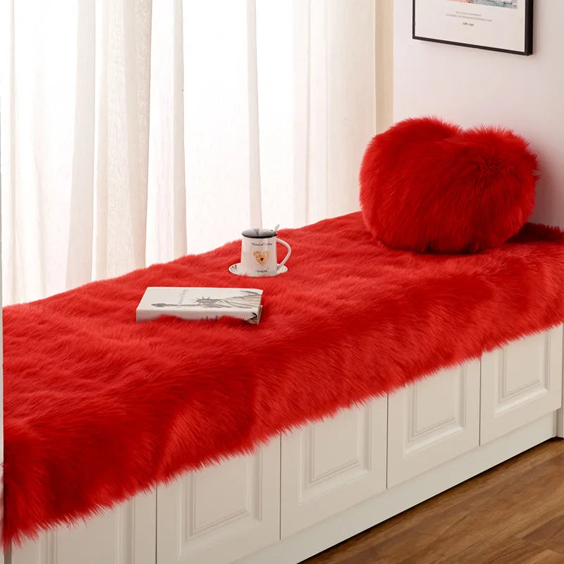 Tapis Fausse Fourrure Rouge