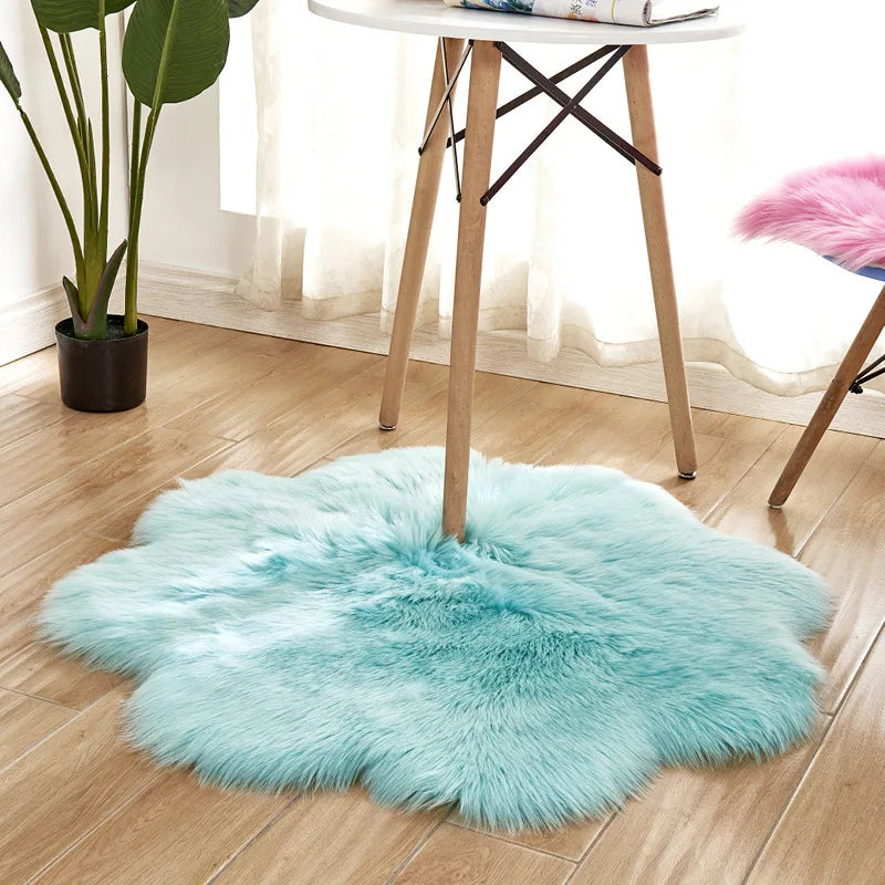 Tapis Fleur Bleu Ciel