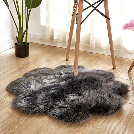 Tapis Fleur Gris Foncé