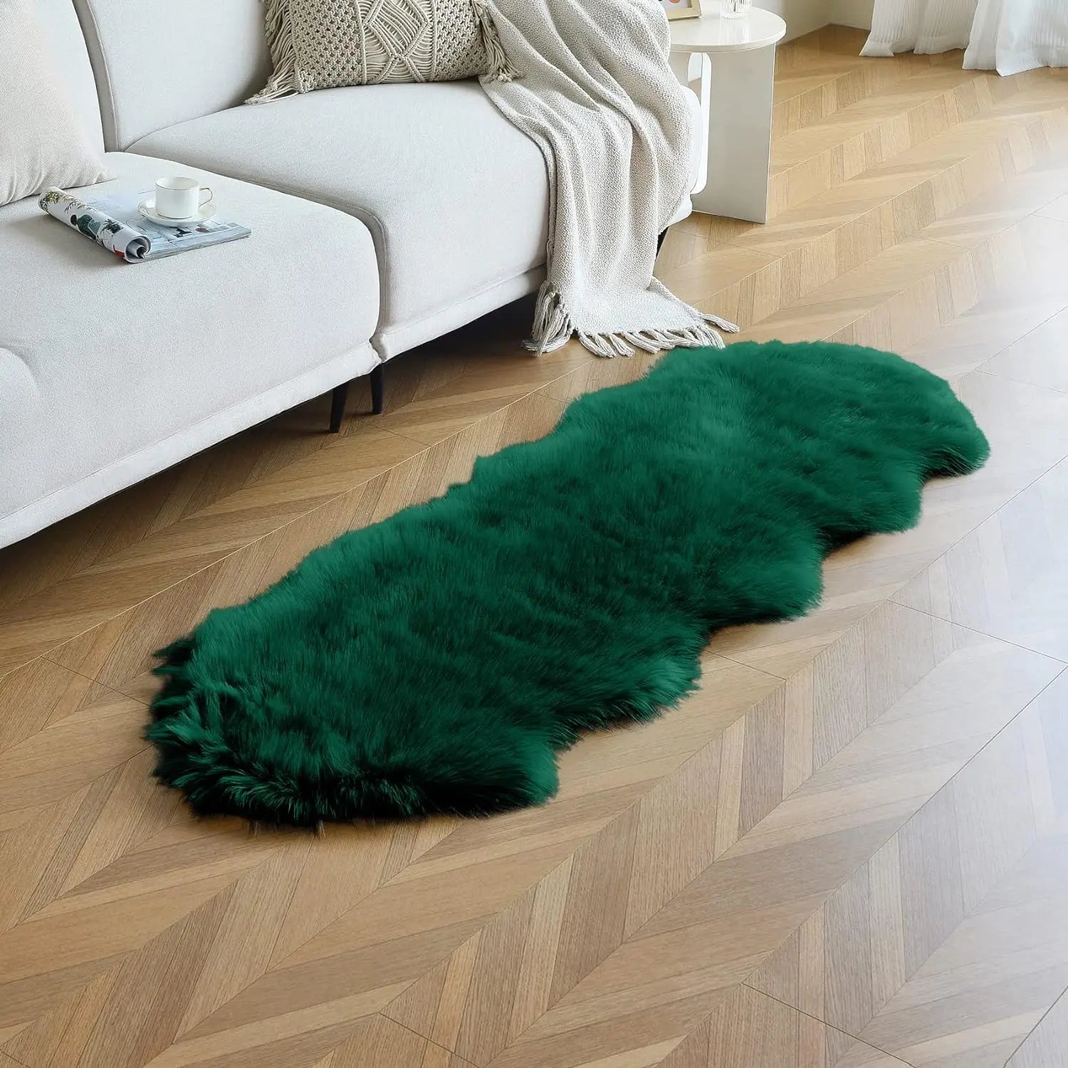 Tapis Poilu Vert salon