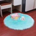 Tapis Rond Poil Long Cyan