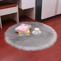 Tapis Rond Poil Long Gris