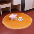 Tapis Rond Poil Long Orange