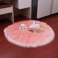 Tapis Rond Poil Long Rose Pâle