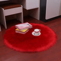 Tapis Rond Poil long Rouge