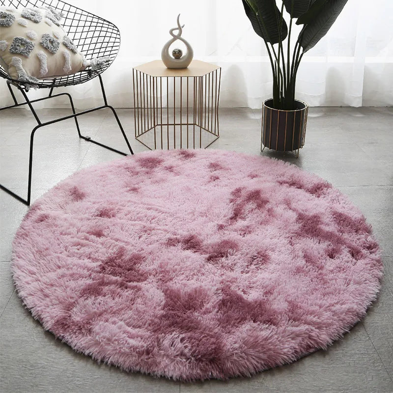 Tapis Rond Salon Rose Pale