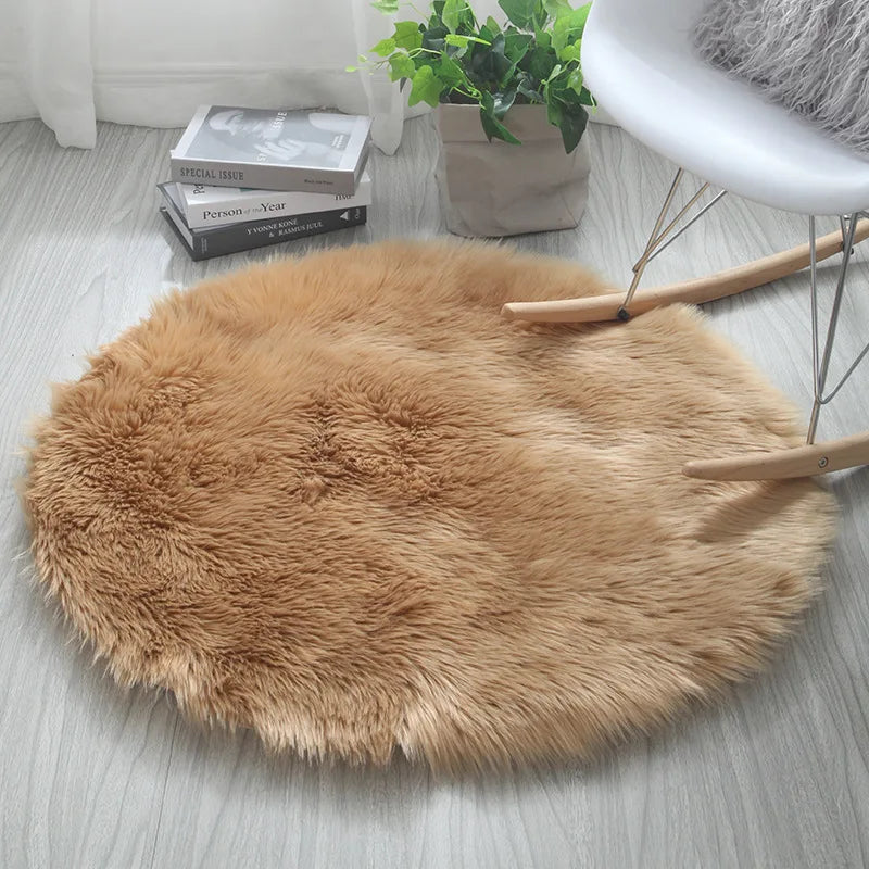 Tapis Rond Shaggy Beige