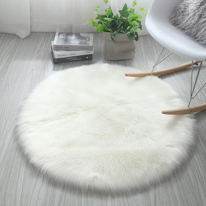Tapis Rond Shaggy Blanc