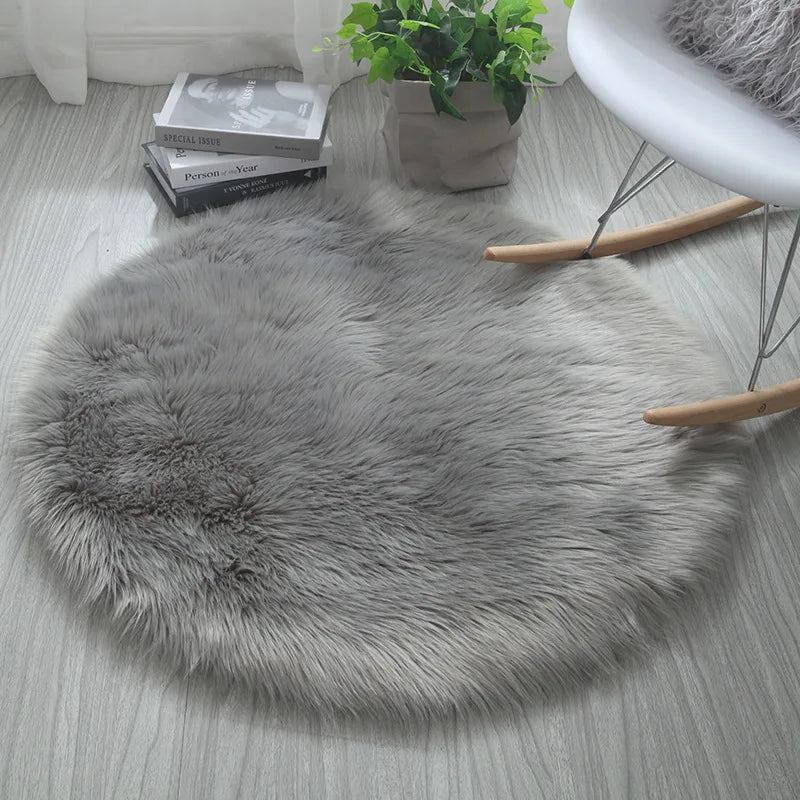 Tapis Rond Shaggy Gris