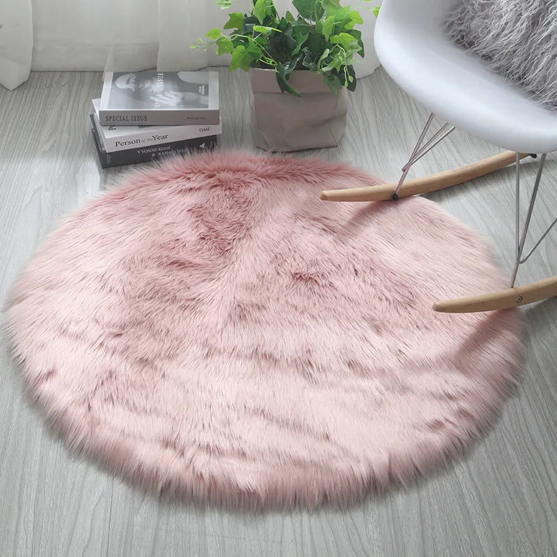 Tapis Rond Shaggy Rose