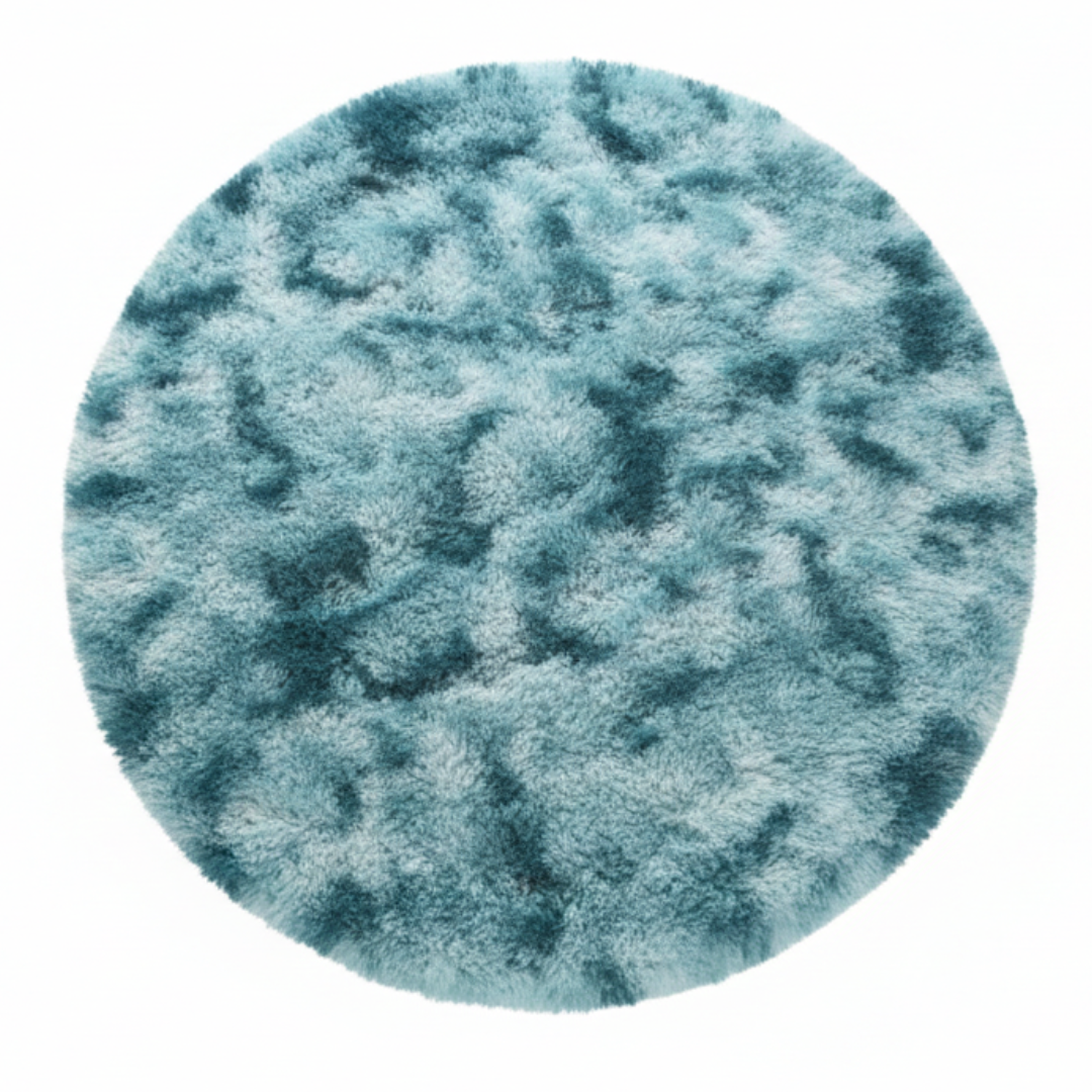 Tapis Rond Tie-dye Bleu Canard 2
