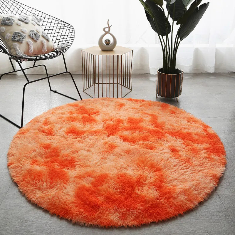 Tapis Rond Tie-dye Orange