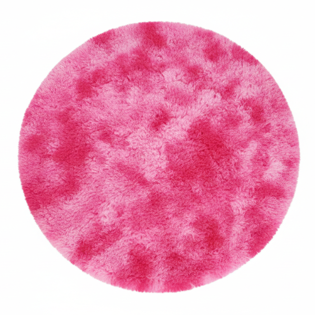 Tapis Rond Tie-dye Rose Fuchsia 2