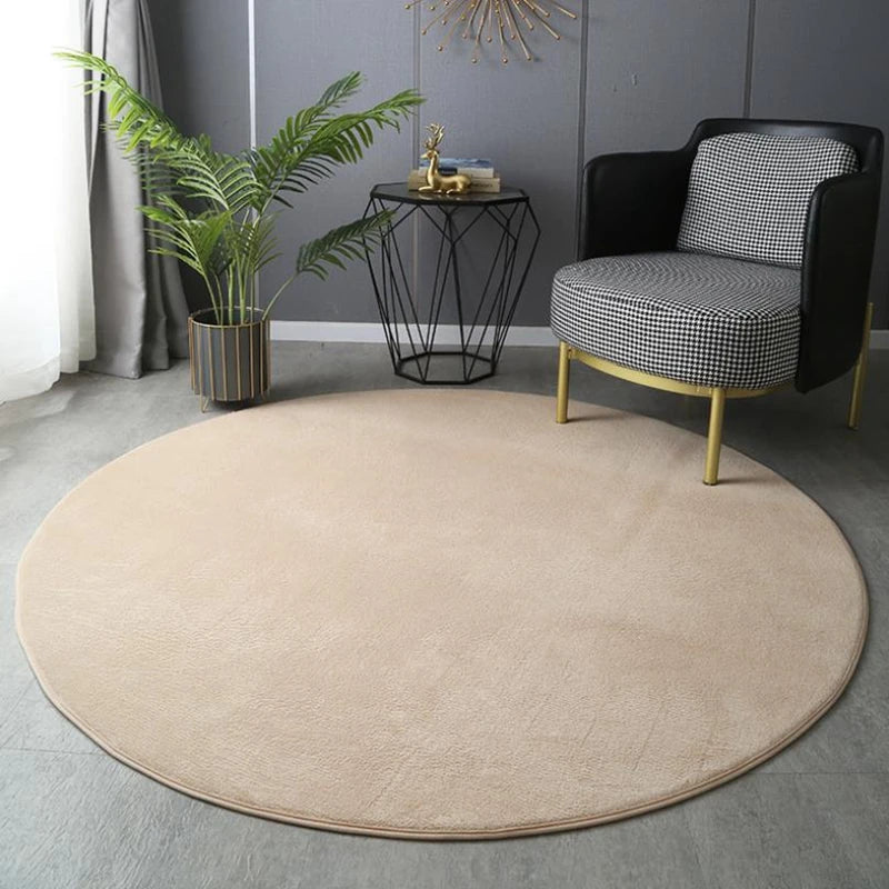Tapis Rond Velours Beige