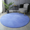 Tapis Rond Velours Bleu