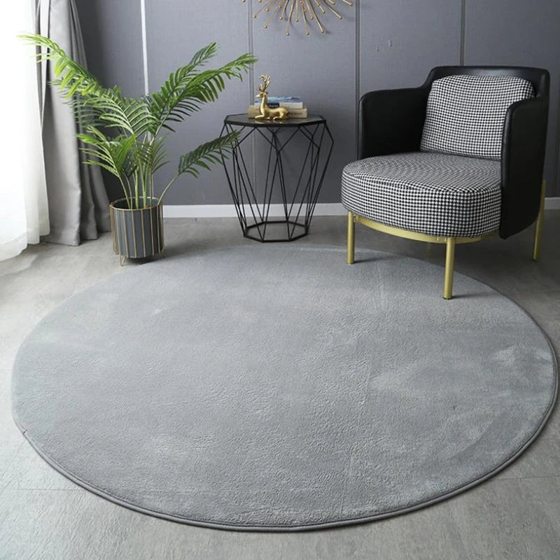 Tapis Rond Velours Gris