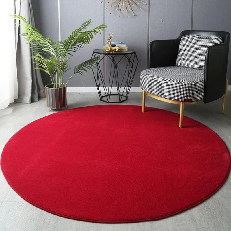 Tapis Rond Velours Rouge