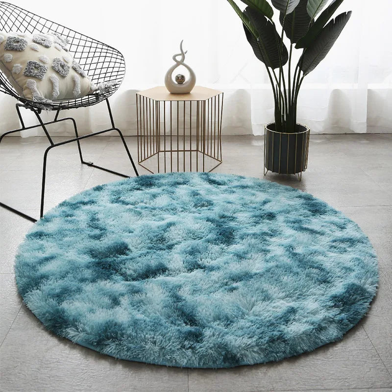 Tapis Salon Rond Bleu Canard