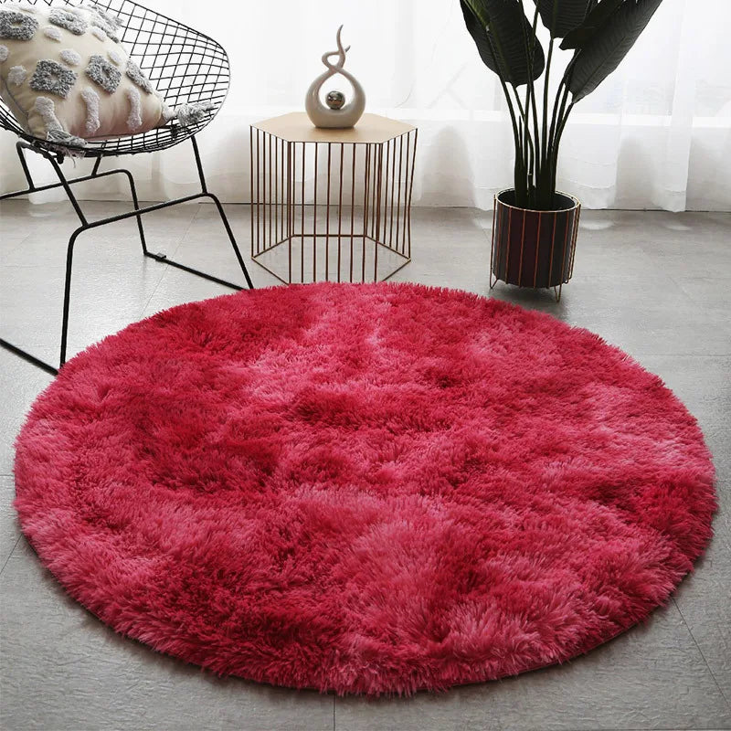 Tapis Salon Rond Rouge
