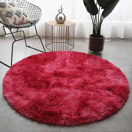 Tapis Salon Rond Rouge
