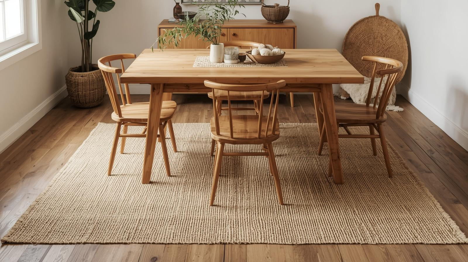 Tapis en jute salle a manger