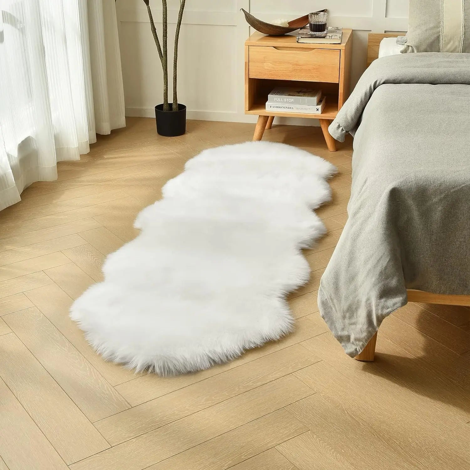 Tapis poilu Blanc