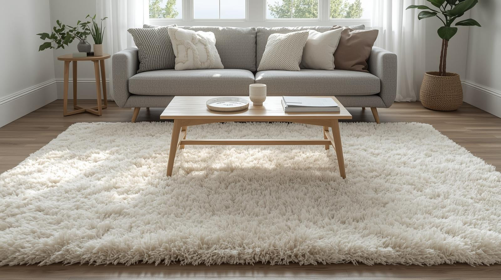 Tapis shaggy dans un salon