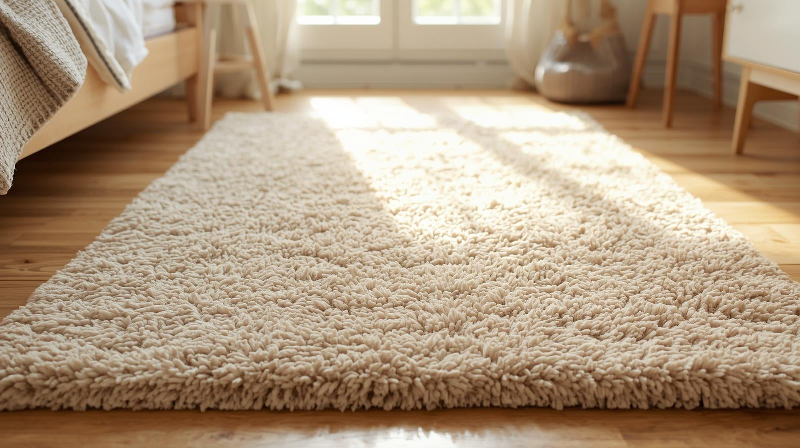 Tapis beige dans une chambre d'ado